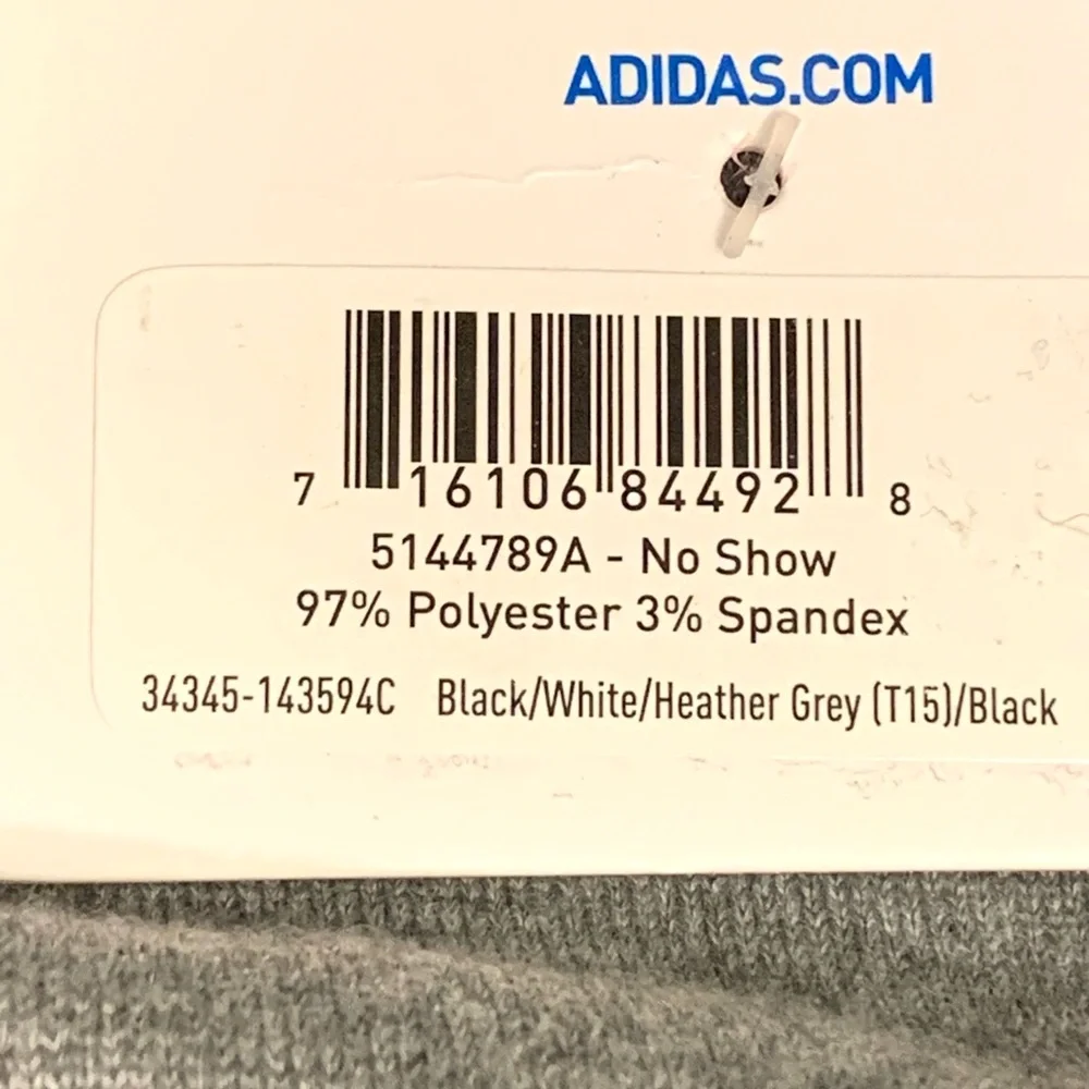 ✖️ ADIDAS ORIGINALS TREFOIL SUPERLITE *NO SHOW* SOCKS WOMENS 6 PACK GRAY BLACK